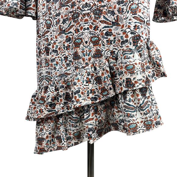 DIANE VON FURSTENBERG 100% Silk Flounce Dress Sz 4 - Picture 3 of 7